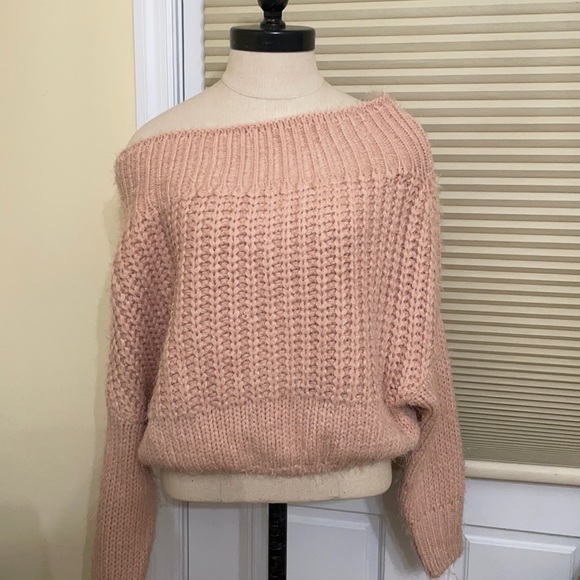 Off the Shoulder Knitted Blush Sweater - Picture 1 of 1